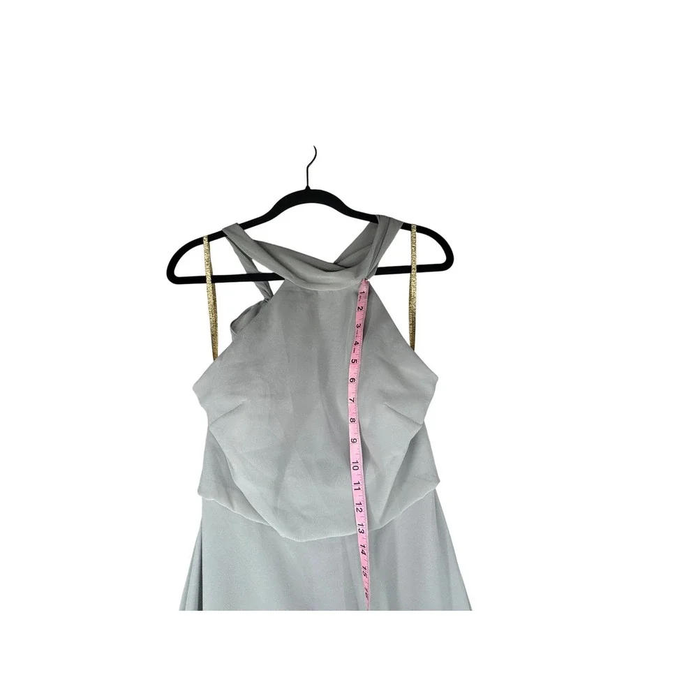 Jenny Yoo Dress Womens Size‎ 2 Brett Mineral Luxe Chiffon Halter Maxi Bridesmaid